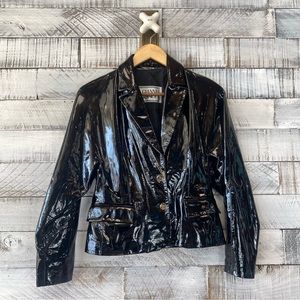 Versace black patent leather jacket size small